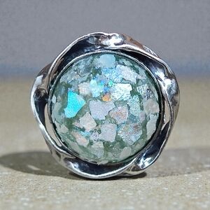 Paz Creations Sterling Ancient Roman Glass Ring